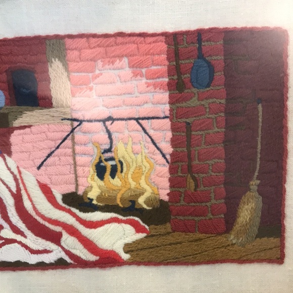 VTG Betsy Ross Sewing Flag Framed Crewel - Picture 5 of 7